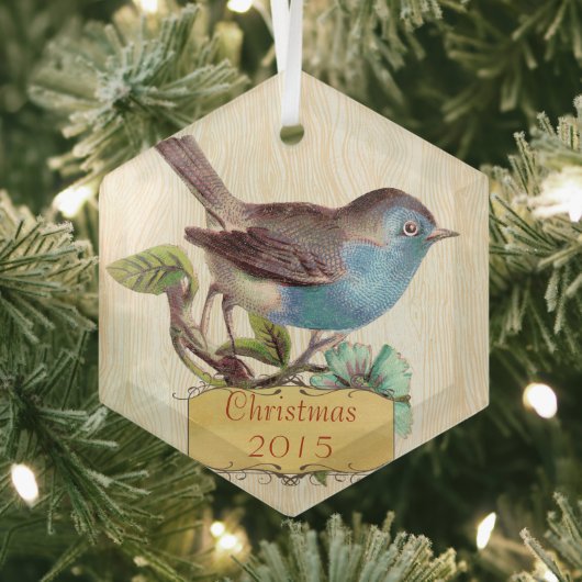 Eigen kerstvioolvogel met   glas ornament (Insitu)
