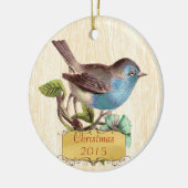 Eigen kerstvioolvogel met   keramisch ornament (Links)