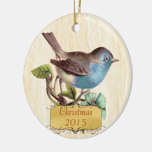 Eigen kerstvioolvogel met   keramisch ornament (Links)