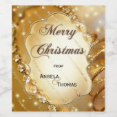 Eigen kerstwijnlabel voor mousserend goud wijn etiket (Enkel label)