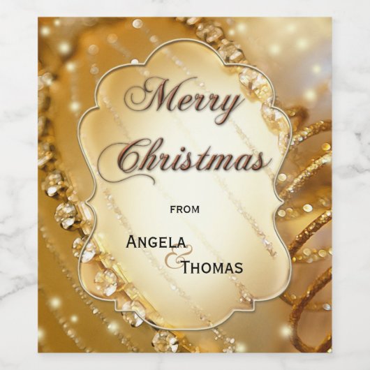 Eigen kerstwijnlabel voor mousserend goud wijn etiket (Enkel label)