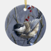 Eigen kerstwinter-vogelgriep keramisch ornament (Voorkant)