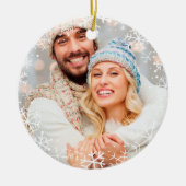 Eigen kerstwitte sneeuwvlokken Aangepaste kleur Keramisch Ornament (Voorkant)