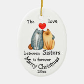 Eigen kerstzussen met kerstcadeaus voor keramische keramisch ornament (Voorkant)