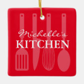 Eigen keukengerei met kerstfeestfoto keramisch ornament (Voorkant)