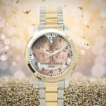 Eigen kinder kinderfoto's jaarmoeder horloge<br><div class="desc">Voeg je eigen favoriete foto toe van je familie,  kinderen,  man,  kinderen,  vrienden of huisdier. Zwarte cijfers met minuten. Personaliseer en voeg hun namen en jaar toe,  zwarte letters. Perfect voor je moeder,  oma op moederdag,  of als verjaardags- of kerstcadeau.</div>