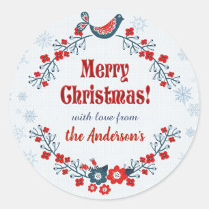 Eigen klapmutkunst Merry-kerstmis Ronde Sticker