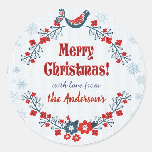 Eigen klapmutkunst Merry-kerstmis Ronde Sticker (Voorkant)