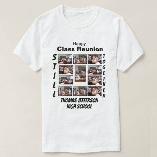 Eigen klasse reünie 11 Fotocollage T-Shirt (Design voorkant)