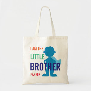 Eigen kleine broersuperheld silhouette jongens tote bag