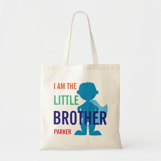 Eigen kleine broersuperheld silhouette jongens tote bag (Voorkant)