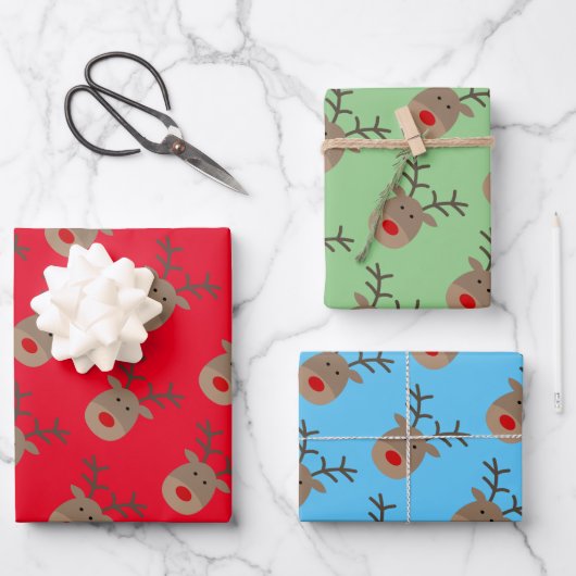 Eigen kleur Rudolf de rendierkerstmis cartoon Inpakpapier Vel (Voorkant)