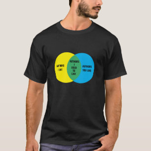 Eigen kleur/tekst Elitist Bibliophile Venn Diagram T-shirt