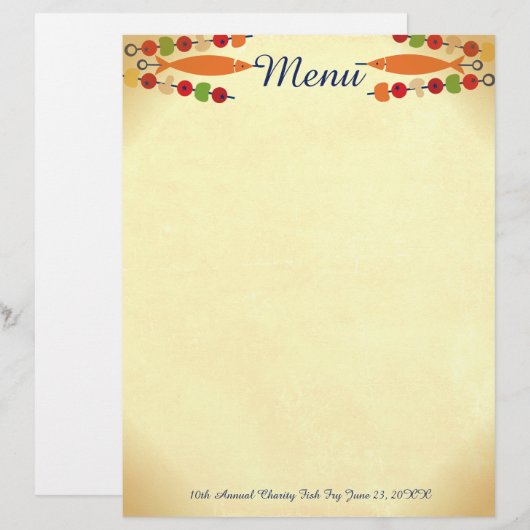 Eigen kleur visgroente kebab menu letterhoofd (Voorkant / Achterkant)