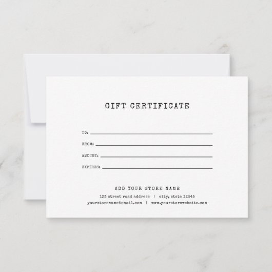 Eigen kleurcadeaubon voor schrijfmachine voor Logo (Achterkant)