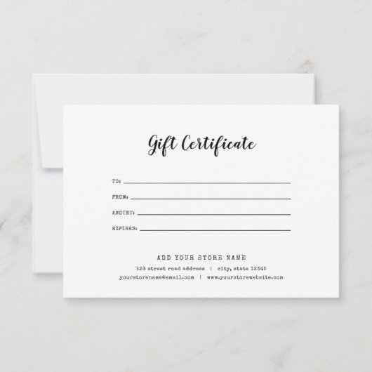 Eigen kleurcadeaubon voor schrijfmachine voor Logo (Achterkant)