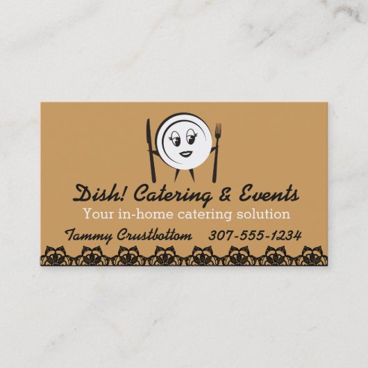 Eigen kleurdiner bord kok catering visitekaartje (Voorkant)