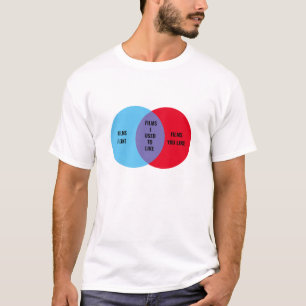Eigen kleuren en tekst Elitist Cinephile Venn Diag T-shirt