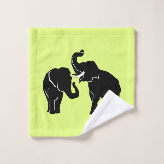 Eigen kleuren Wisdoeken met Elephants Couple Bad Handdoek (Wasdoekje)