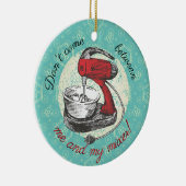 Eigen kleurenretro standaard mixer kerst bakkers keramisch ornament (Rechts)