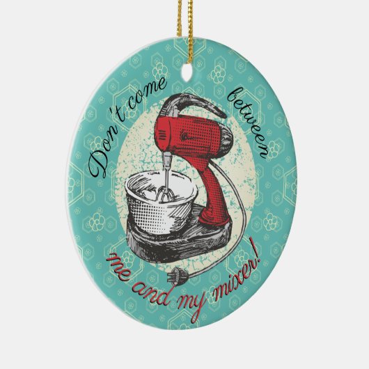 Eigen kleurenretro standaard mixer kerst bakkers keramisch ornament (Rechts)