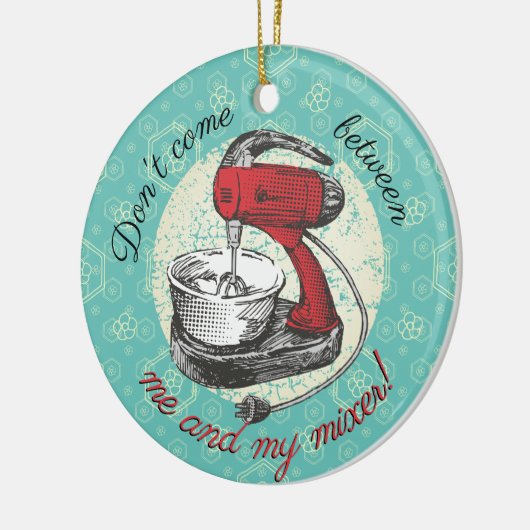 Eigen kleurenretro standaard mixer kerst bakkers keramisch ornament (Links)