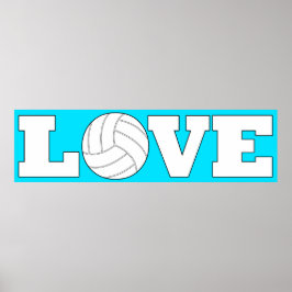 Eigen kleurenvolleybal LOVE lang horizontaal Poste Poster