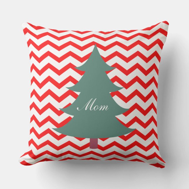 Eigen kleurige kerstwitte rode en groene boom kussen (Voorkant)