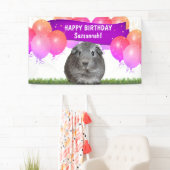 Eigen kleurrijke Happy Birthday Grey Guinee Pig Spandoek (Insitu)