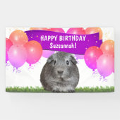Eigen kleurrijke Happy Birthday Grey Guinee Pig Spandoek (Horizontaal)