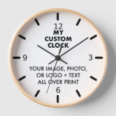 Eigen klok NATUURLIJK hout, ZWARTE Handen, 4 NUMME (Voorkant)