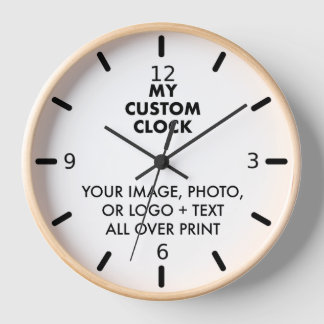 Eigen klok NATUURLIJK hout, ZWARTE Handen, 4 NUMME