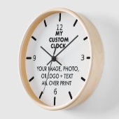 Eigen klok NATUURLIJK hout, ZWARTE Handen, 4 NUMME (Hoek)