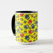 Eigen koffiebezit, Mok rood, blauw, groen (Voorkant links)