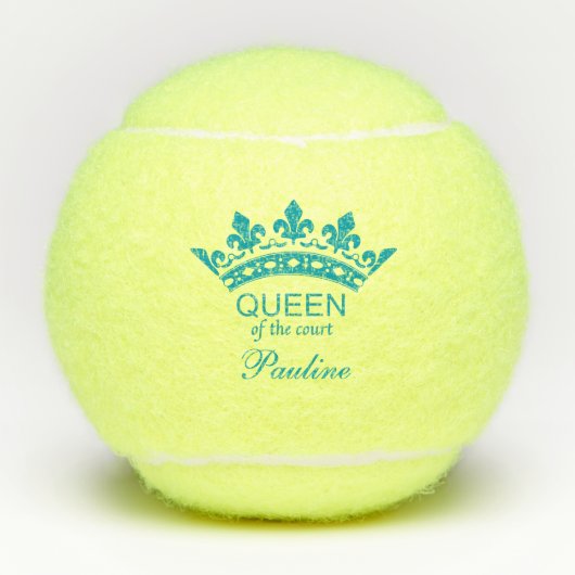 Eigen koningin van de rechtbank Blauwgroen Tennisballen (Voorkant)