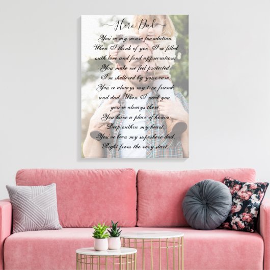 Eigen kort gedicht en overspelige foto canvas afdruk (Insitu (Woonkamer))