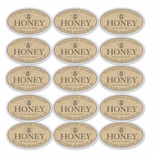 Eigen kraft oval honingetiket 2,25 x 3,8 inch sticker (Voorkant)