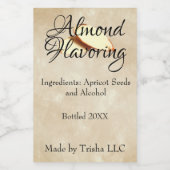 Eigen label amandelaroma wijn etiket (Enkel label)