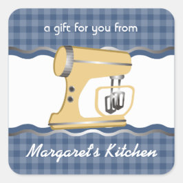 Eigen label met cadeaubon voor kleurenretro-standa