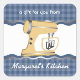 Eigen label met cadeaubon voor kleurenretro-standa