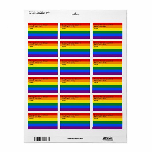 Eigen label met LGBT Rainbow Flag (Full Sheet)