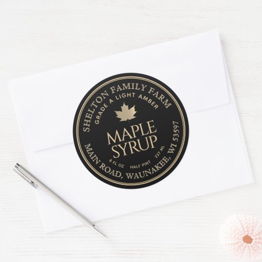 Eigen label met Maple Syrup Gold en Black Maple Le (Envelop)