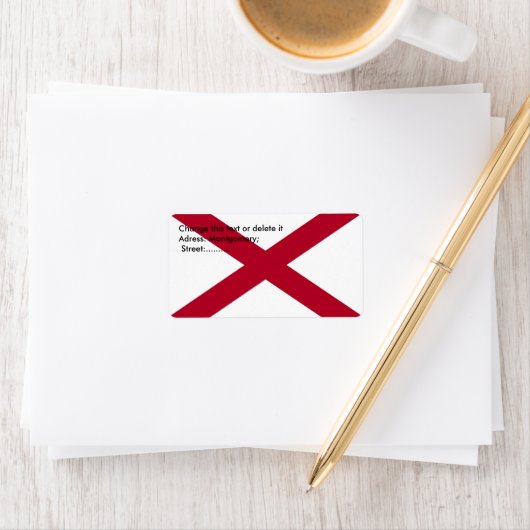 Eigen label met vlag van Alabama, VS (Insitu)