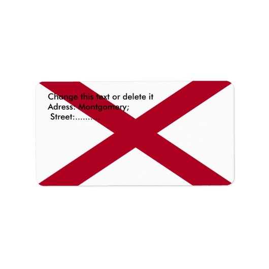 Eigen label met vlag van Alabama, VS (Voorkant)