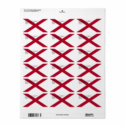 Eigen label met vlag van Alabama, VS (Full Sheet)