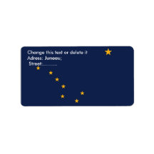Eigen label met vlag van Alaska, VS