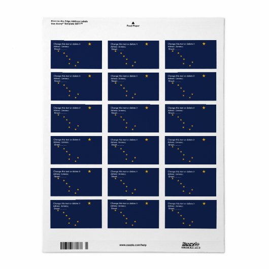 Eigen label met vlag van Alaska, VS (Full Sheet)