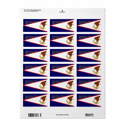 Eigen label met vlag van Amerikaans Samoa (Full Sheet)