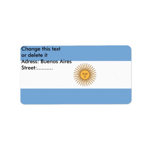Eigen label met vlag van Argentinië (Voorkant)