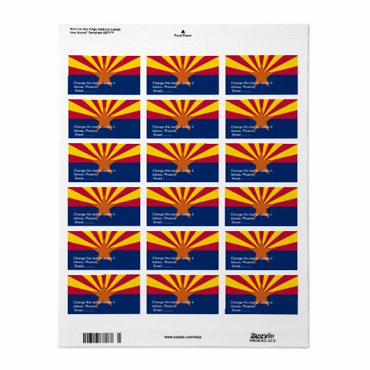 Eigen label met vlag van Arizona (Full Sheet)